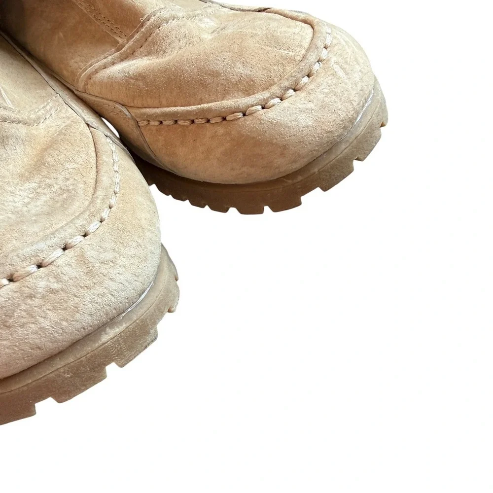Propet WB018 Suede Ankle Boots Womens 9 Wide Tan Faux Fur Front Zip Winter